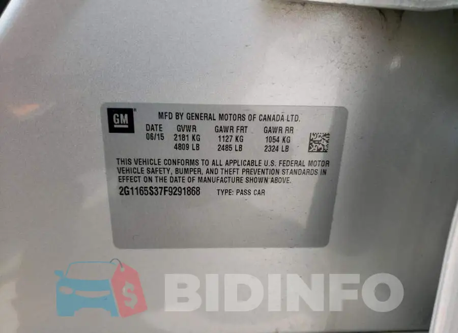 2G1165S37F9291868 Photo# 12