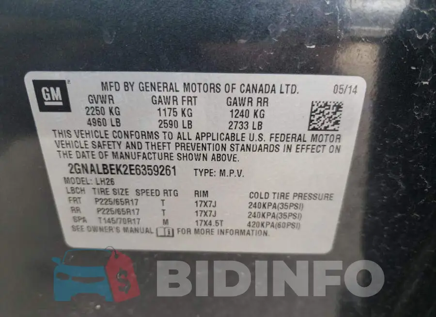 2GNALBEK2E6359261 Photo# 12