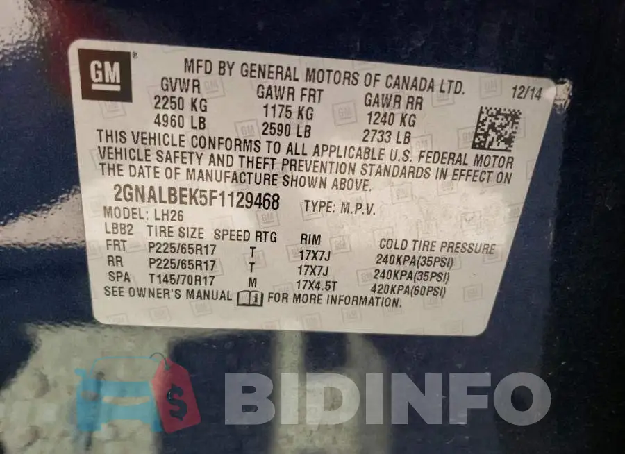 2GNALBEK5F1129468 Photo# 13