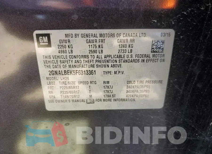 2GNALBEK5F6313361 Photo# 12