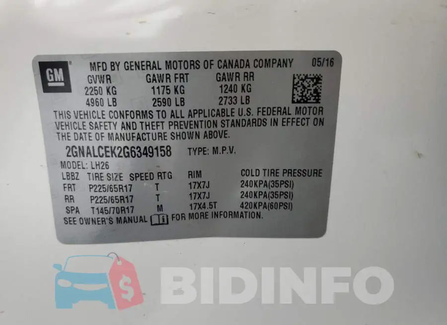 2GNALCEK2G6349158 Photo# 14