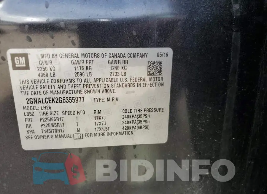 2GNALCEK2G6355977 Photo# 12