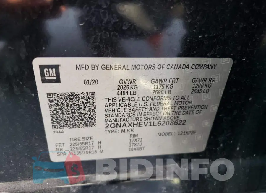 2GNAXHEV1L6208622 Photo# 13