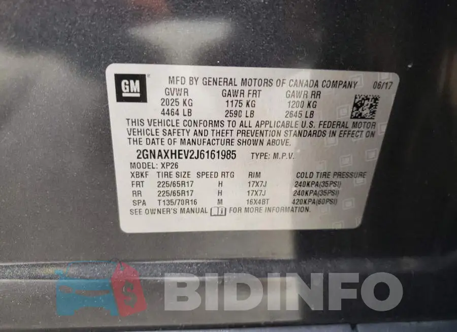 2GNAXHEV2J6161985 Photo# 13