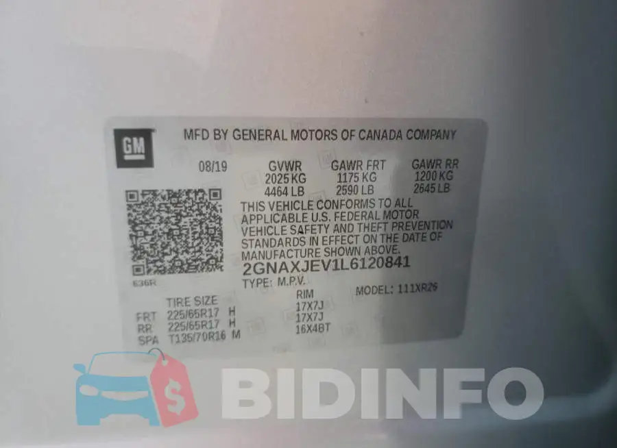 2GNAXJEV1L6120841 Photo# 13
