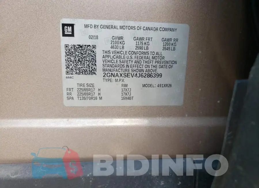 2GNAXSEV4J6286399 Photo# 13