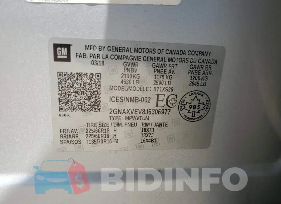 2GNAXVEV8J6306977 Photo# 13