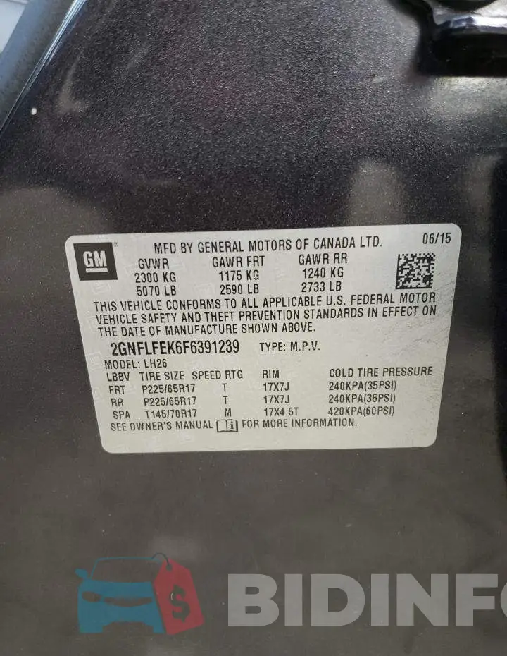 2GNFLFEK6F6391239 Photo# 13