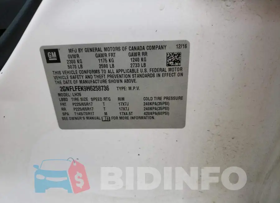 2GNFLFEK9H6258736 Photo# 12