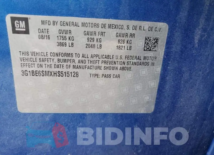 3G1BE6SMXHS515128 Photo# 13