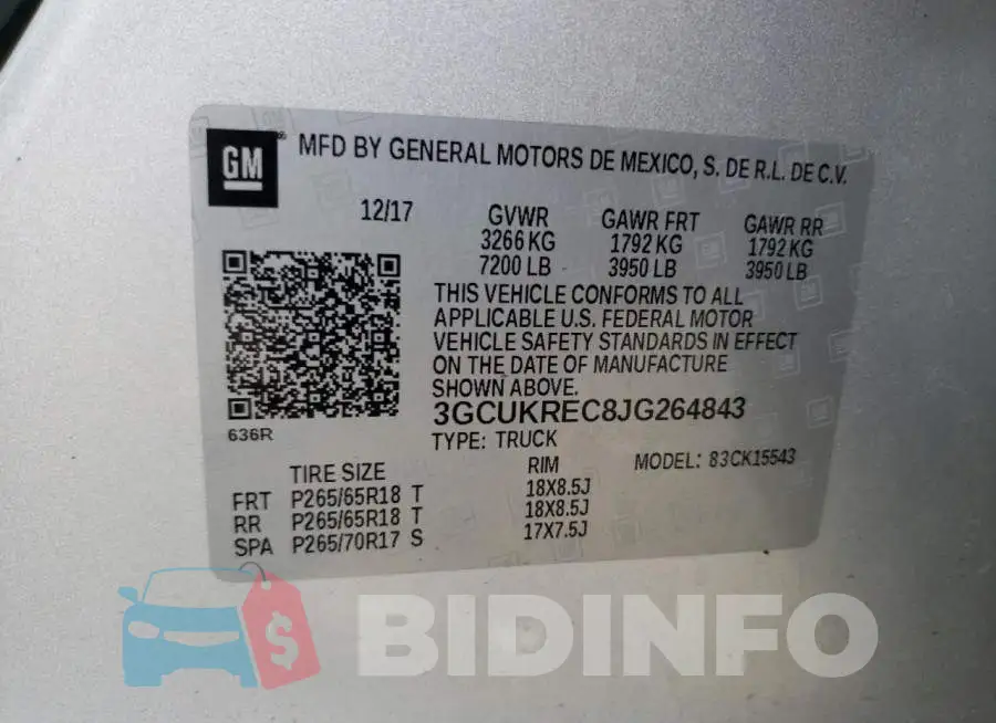 3GCUKREC8JG264843 Photo# 12