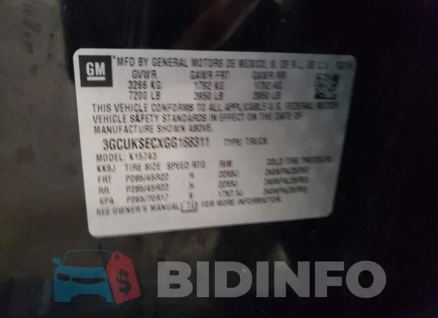 3GCUKSECXGG168311 Photo# 12