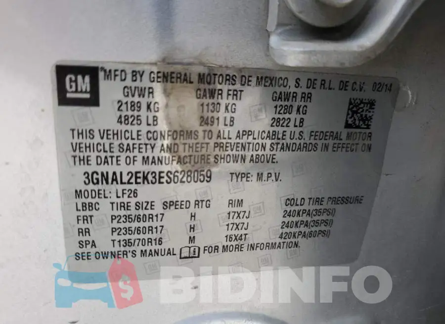 3GNAL2EK3ES628059 Photo# 13
