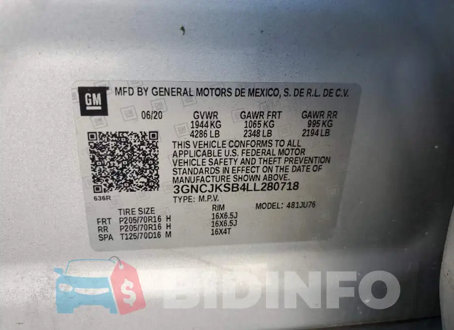 3GNCJKSB4LL280718 Photo# 13