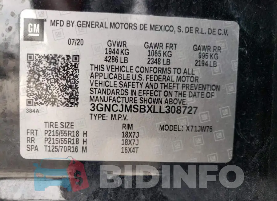 3GNCJMSBXLL308727 Photo# 12