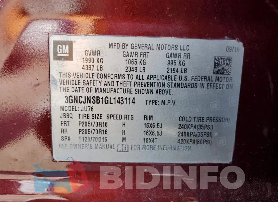 3GNCJNSB1GL143114 Photo# 12