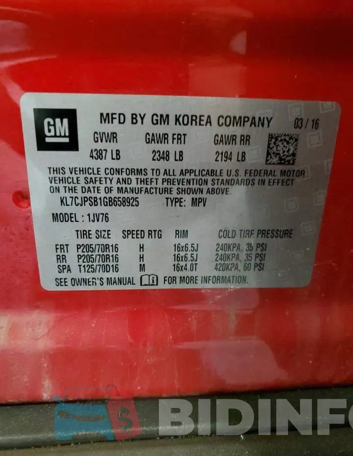 KL7CJPSB1GB658925 Photo# 13
