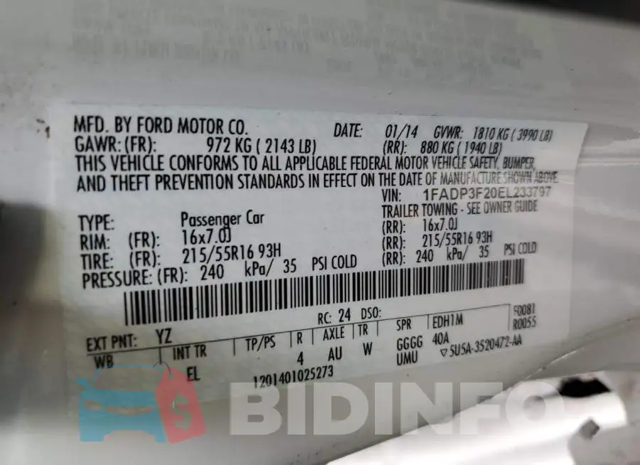 1FADP3F20EL233797 Photo# 12