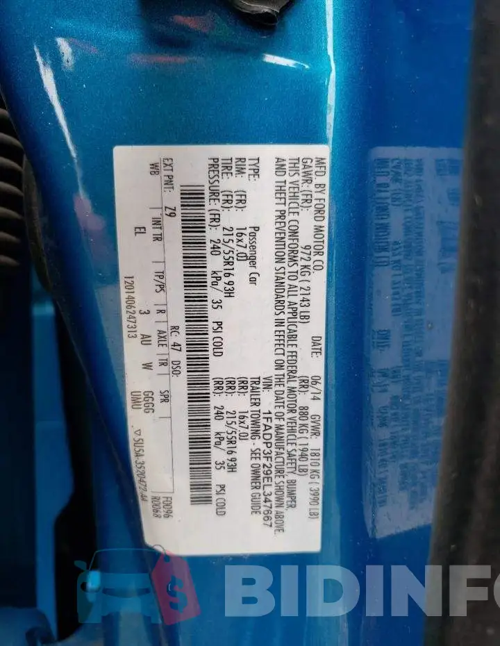 1FADP3F29EL347667 Photo# 12