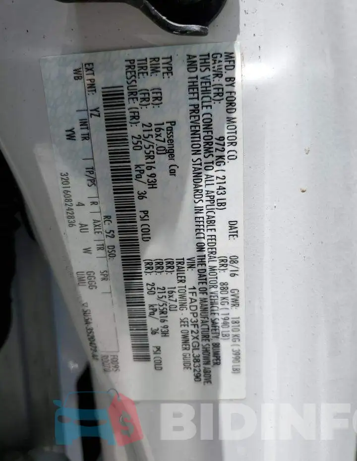 1FADP3F2XGL383290 Photo# 12