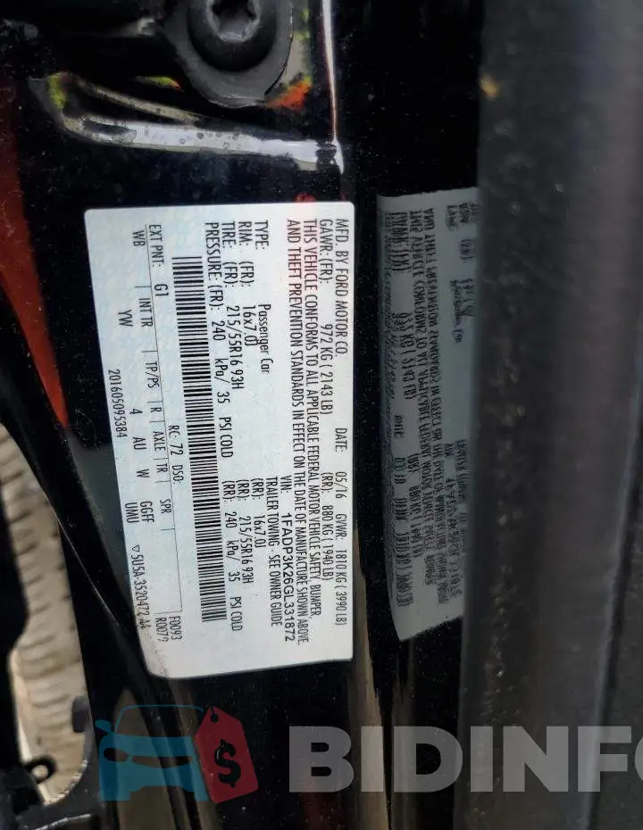 1FADP3K26GL331872 Photo# 12