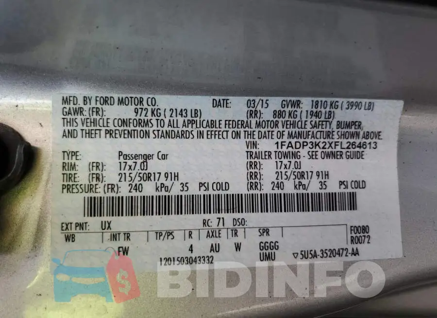 1FADP3K2XFL264613 Photo# 12