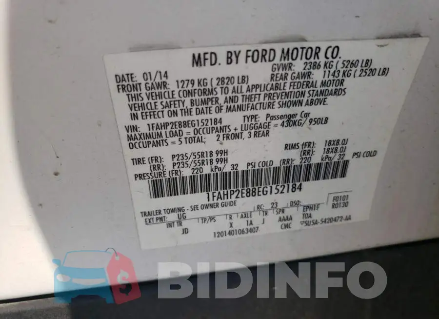 1FAHP2E88EG152184 Photo# 13
