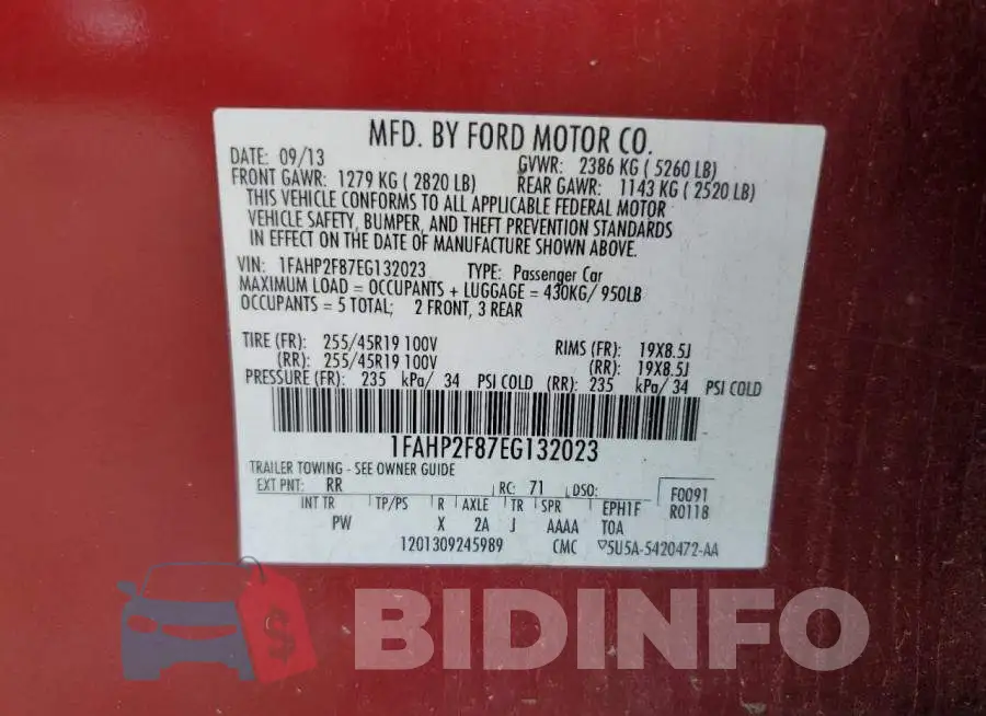 1FAHP2F87EG132023 Photo# 12