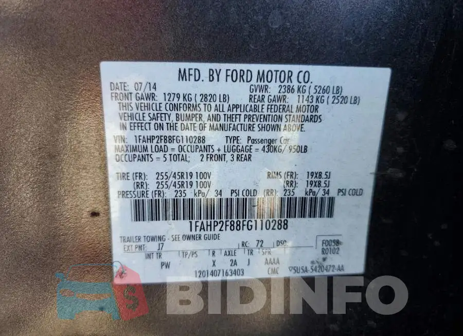 1FAHP2F88FG110288 Photo# 10