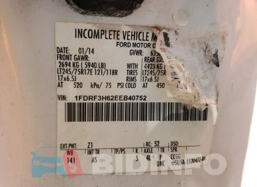1FDRF3H62EEB40752 Photo# 12