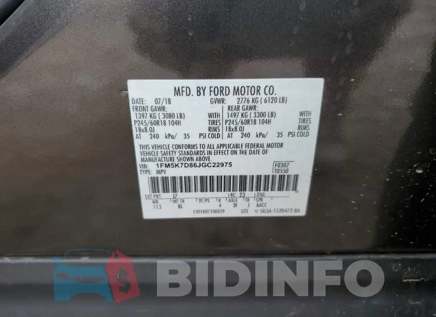 1FM5K7D86JGC22975 Photo# 13