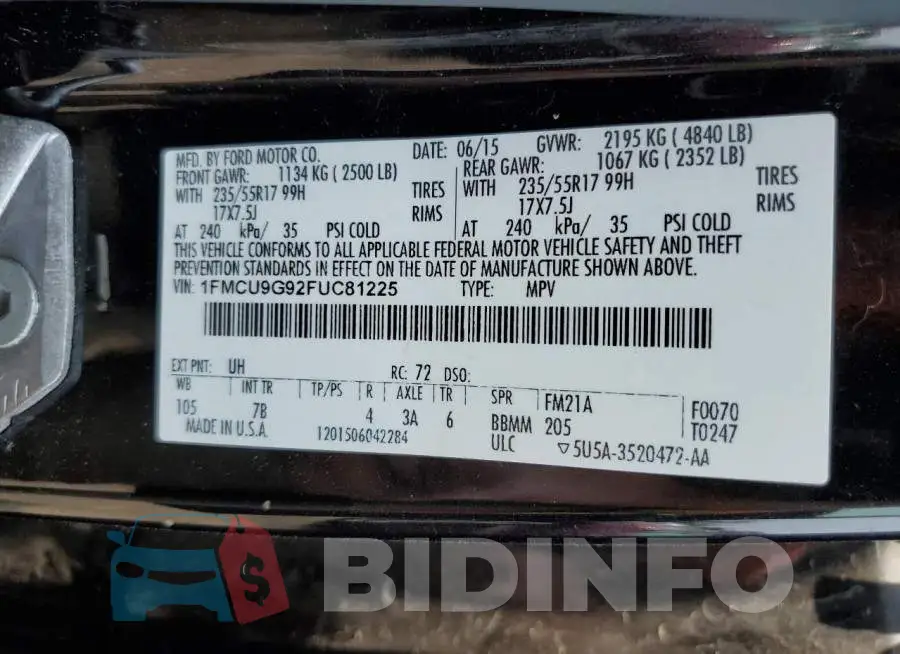 1FMCU9G92FUC81225 Photo# 13
