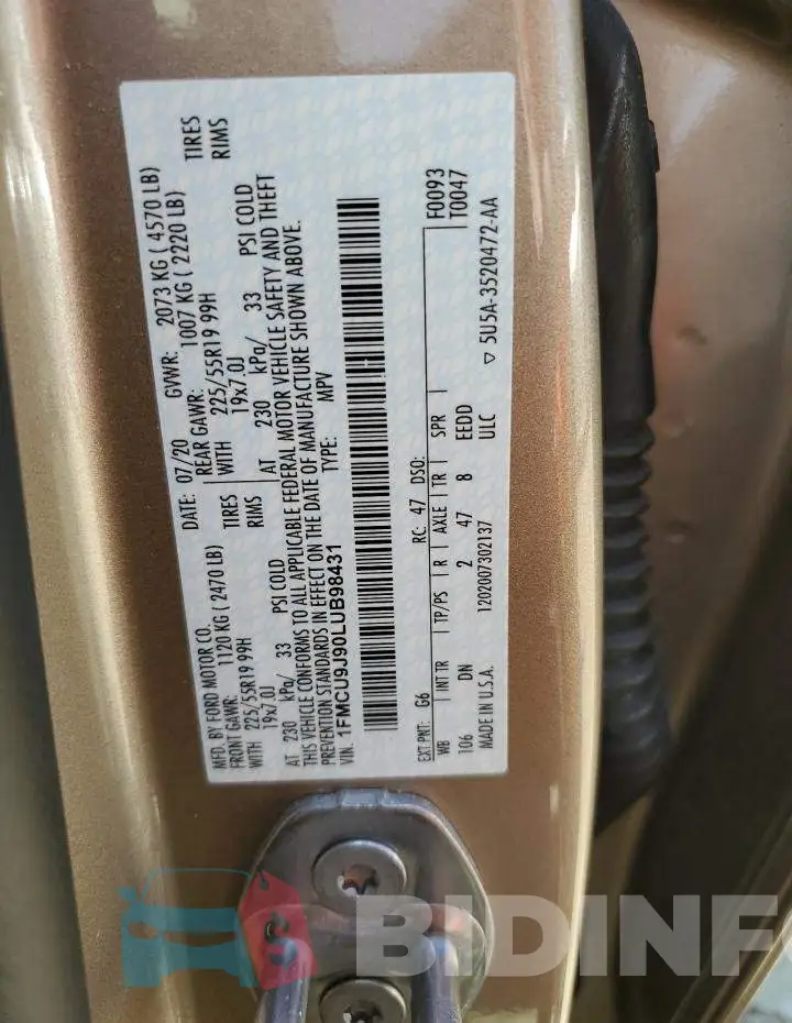 1FMCU9J90LUB98431 Photo# 13
