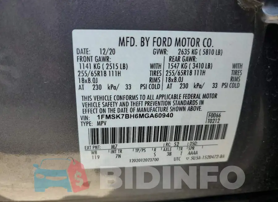 1FMSK7BH6MGA60940 Photo# 13