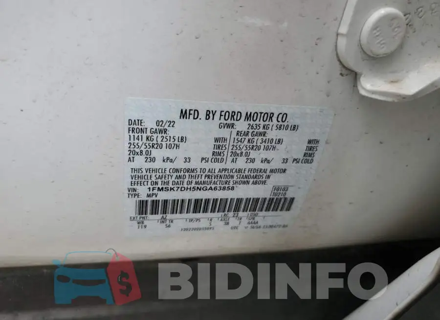 1FMSK7DH5NGA63858 Photo# 12