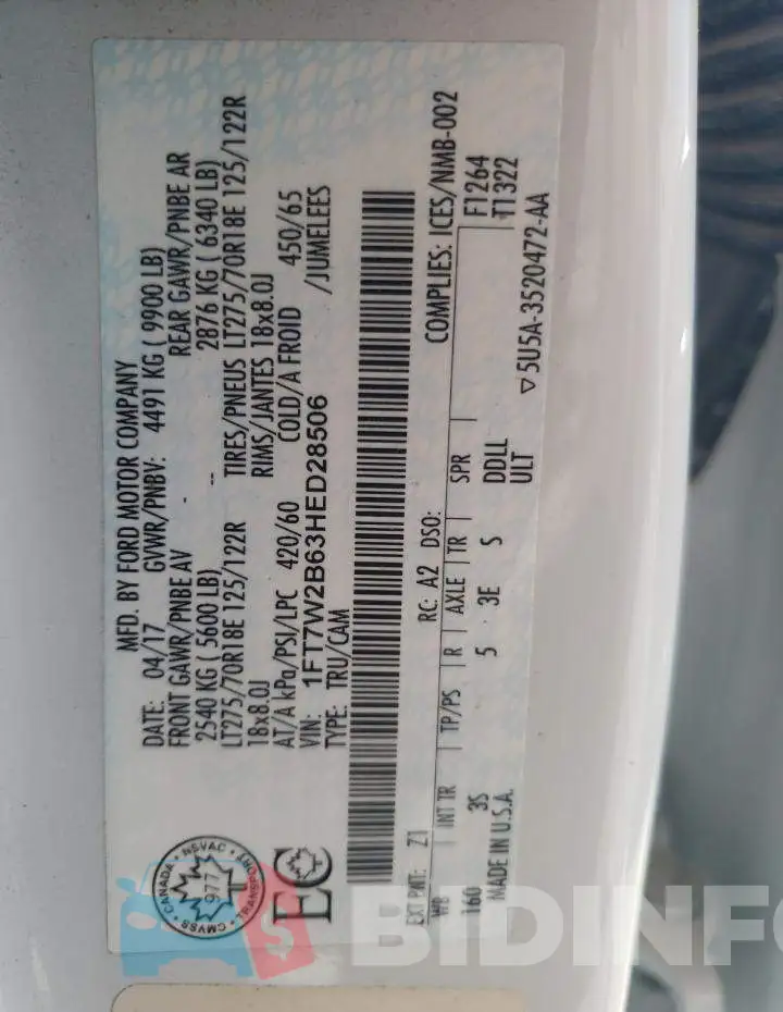 1FT7W2B63HED28506 Photo# 12