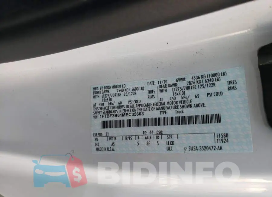 1FTBF2B61MEC35603 Photo# 12