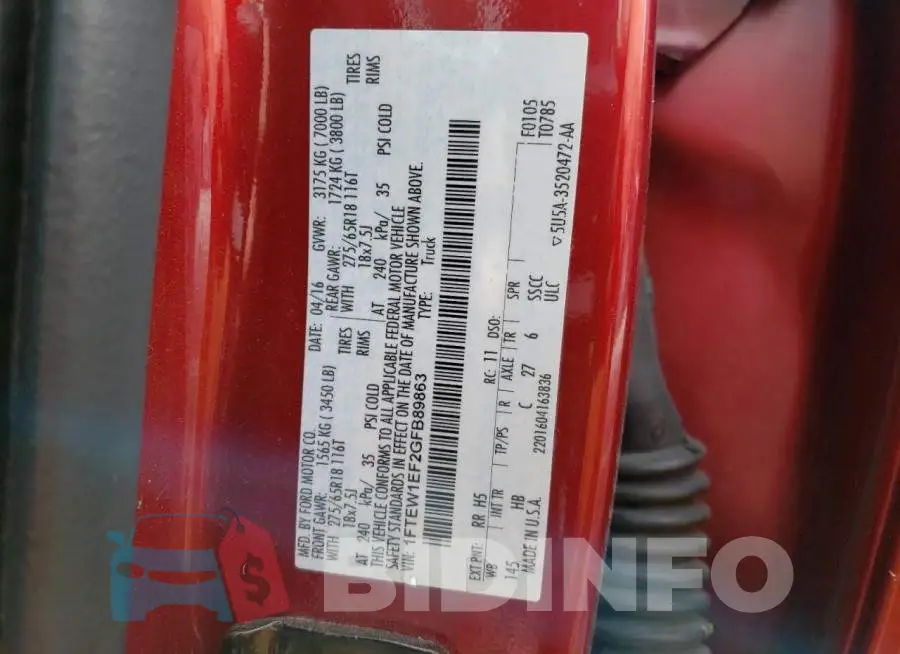 1FTEW1EF2GFB89863 Photo# 12
