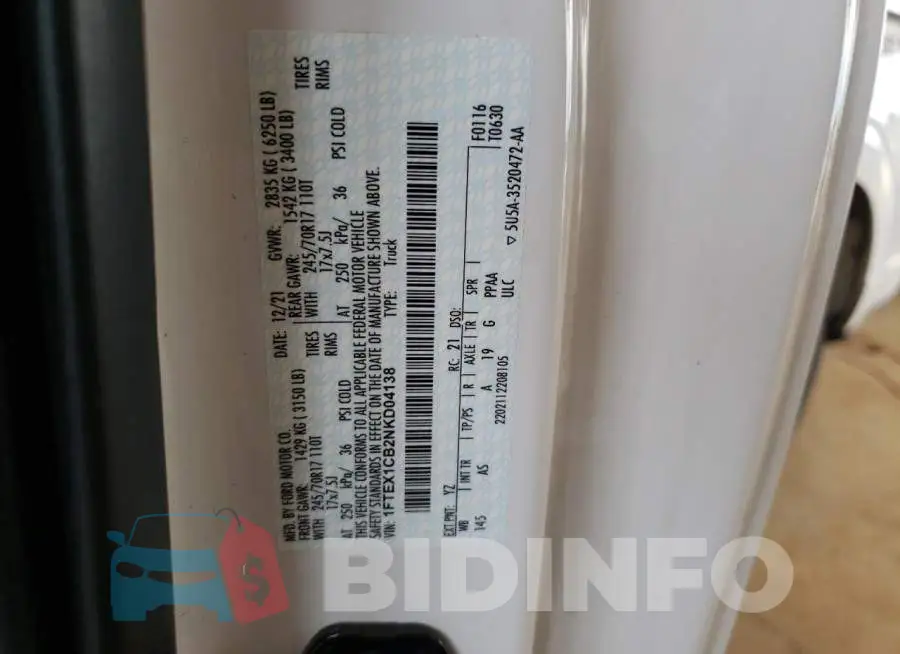 1FTEX1CB2NKD04138 Photo# 13