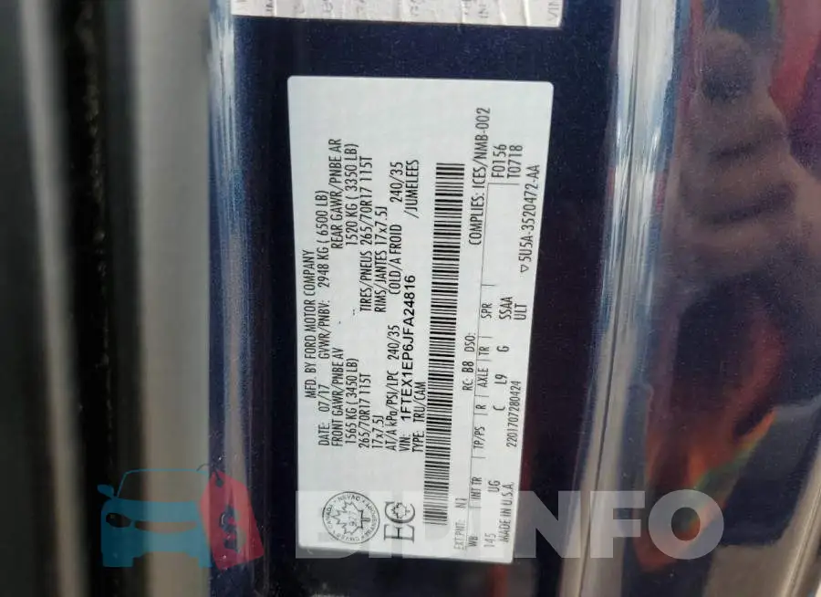 1FTEX1EP6JFA24816 Photo# 12