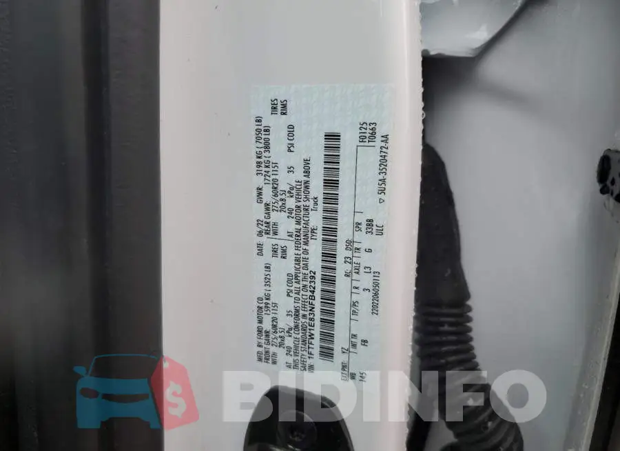 1FTFW1E83NFB42392 Photo# 12