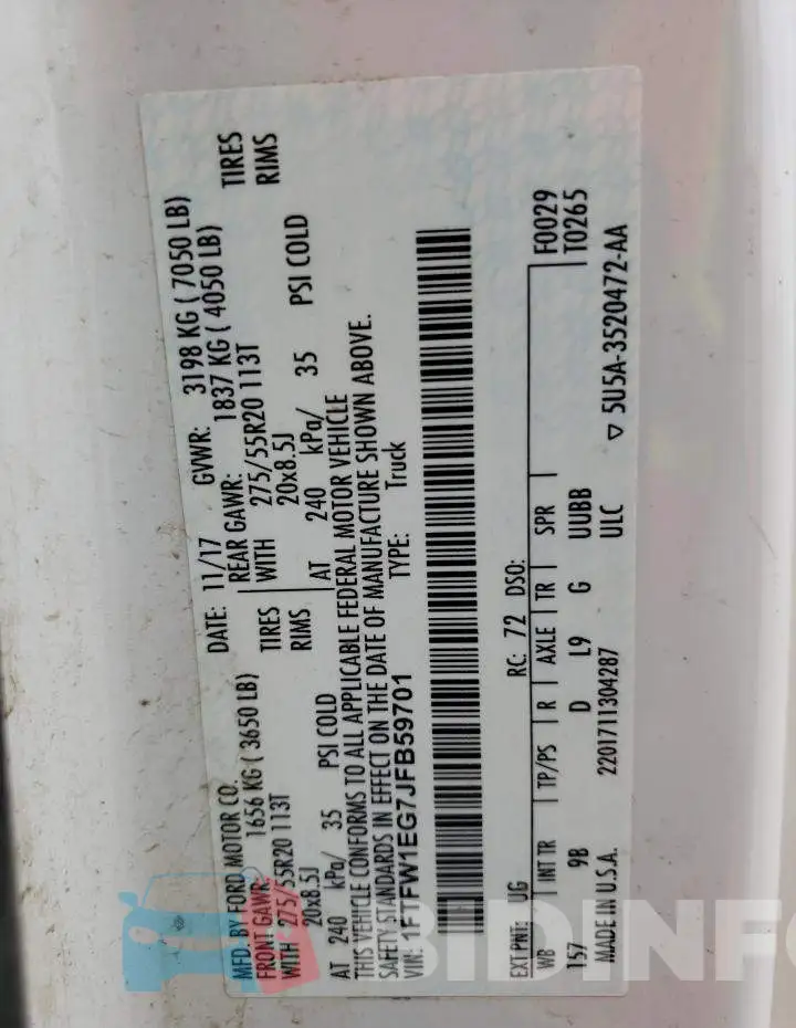 1FTFW1EG7JFB59701 Photo# 12