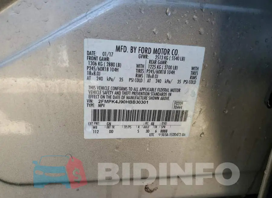 2FMPK4J90HBB30301 Photo# 13