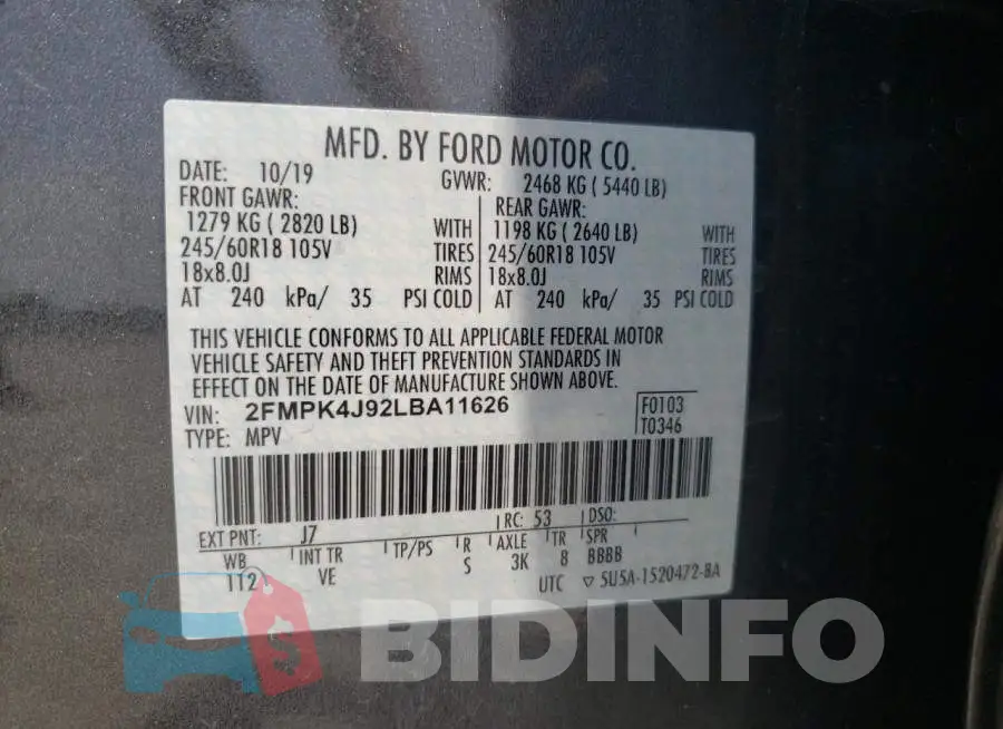 2FMPK4J92LBA11626 Photo# 13