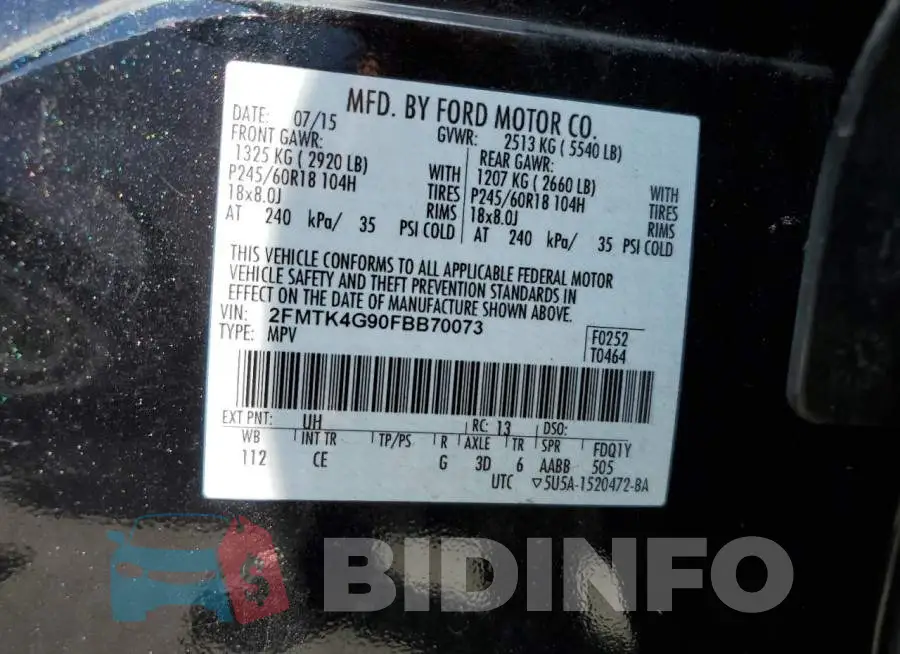 2FMTK4G90FBB70073 Photo# 14