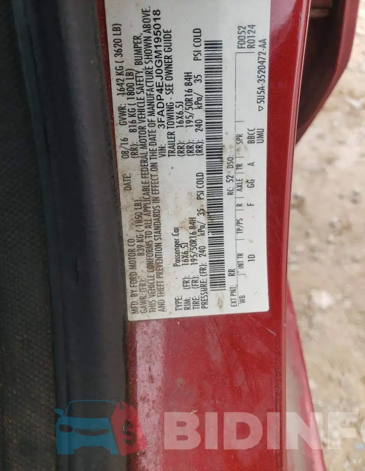 3FADP4EJ0GM195018 Photo# 12
