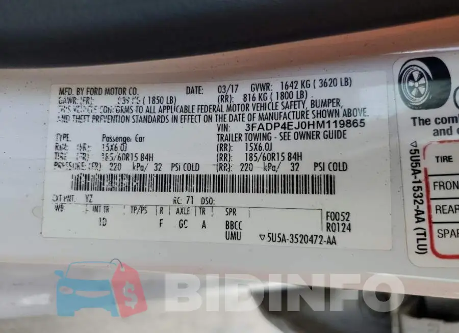 3FADP4EJ0HM119865 Photo# 12