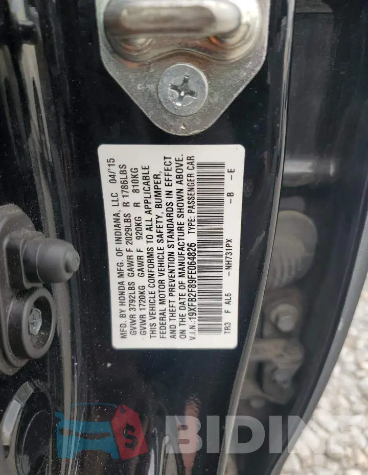 19XFB2F89FE064826 Photo# 12