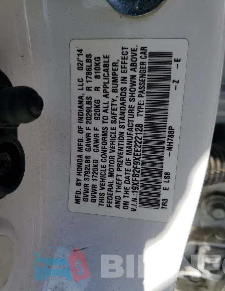 19XFB2F9XEE222128 Photo# 12