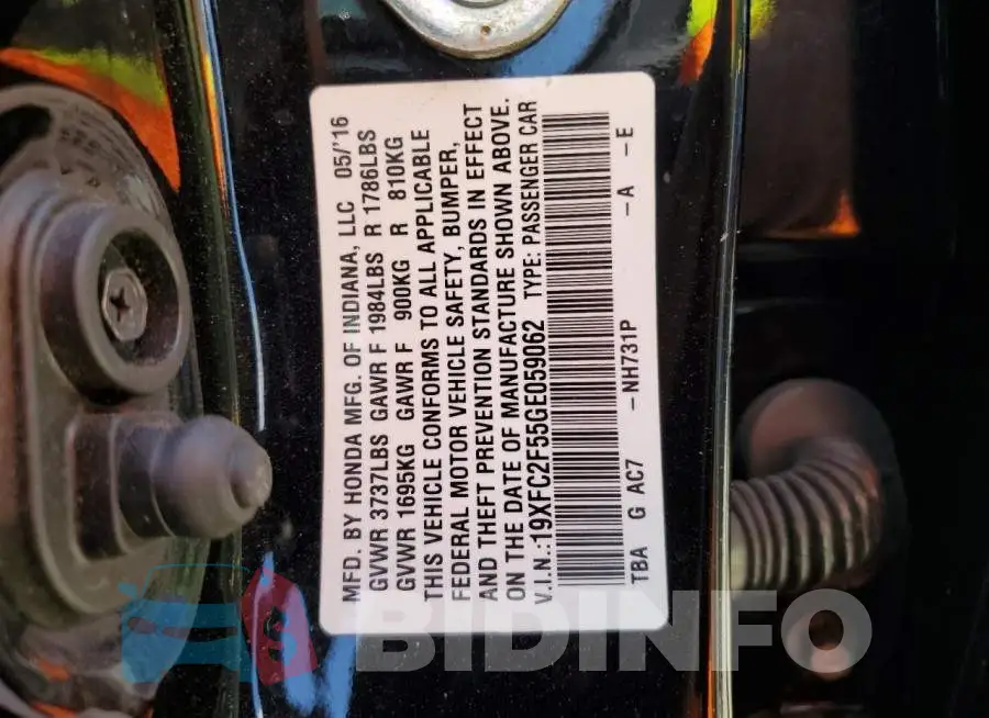 19XFC2F55GE059062 Photo# 13